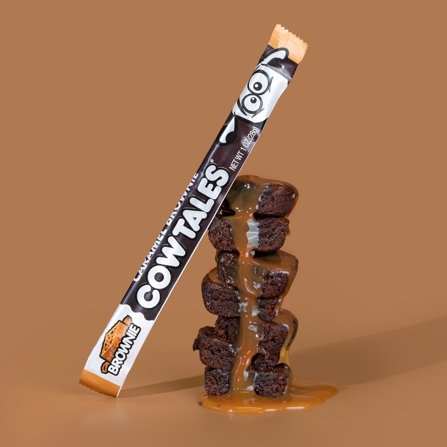 Goetze's Candy Caramel Brownie Cow Tales - 2.25 Pound Canister (36 Ounces) - Fresh from the Factory