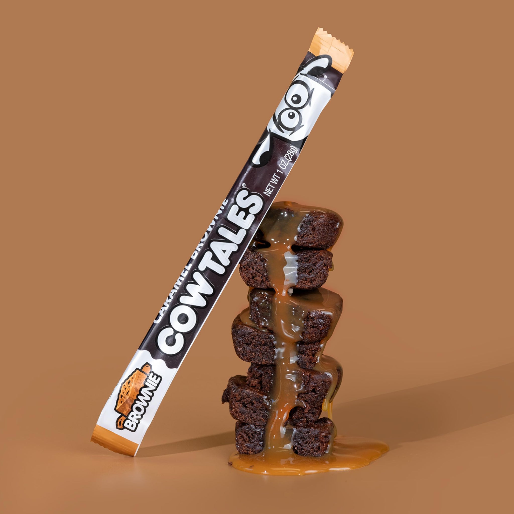 Goetze's Candy Caramel Brownie Cow Tales - 2.25 Pound Canister (36 Ounces) - Fresh from the Factory