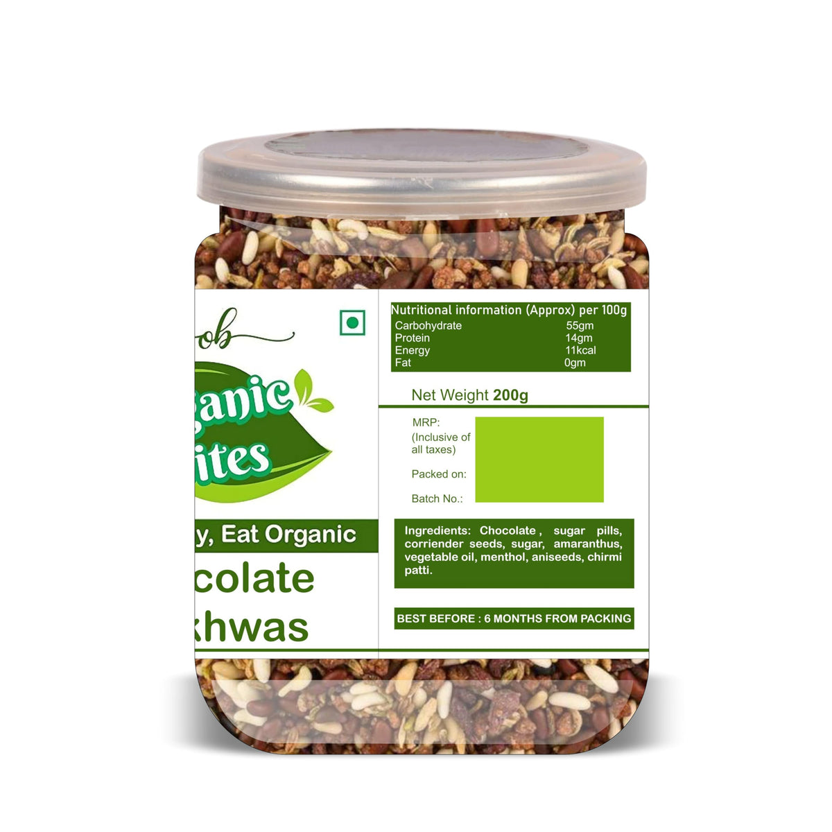 ORGANIC BITES Chocolate Mukhwas 500 Gram Airtight Container