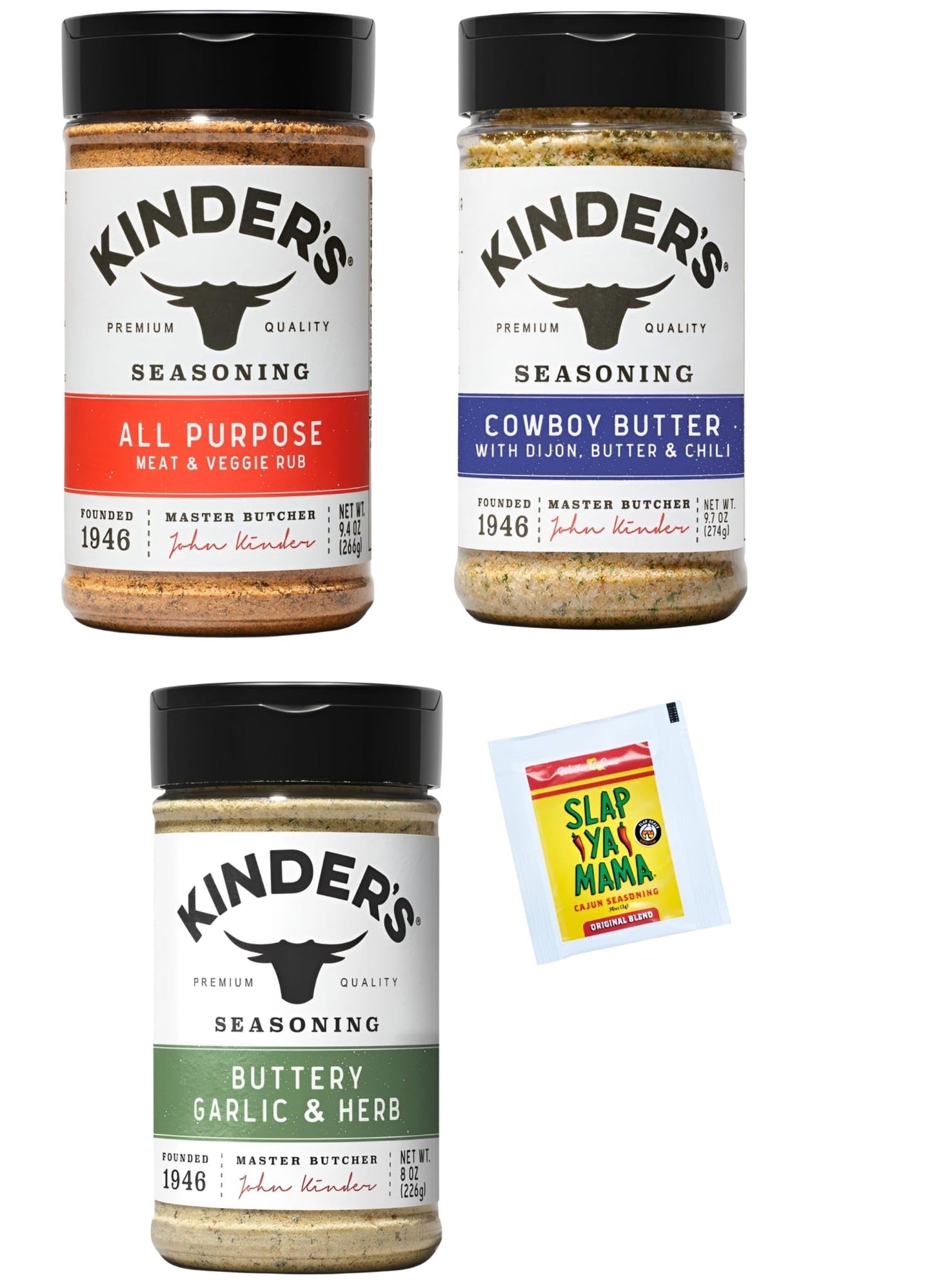 Classic Pantry Essential Seasonings and Rub Assortment by Kinder, Gluten Free, Non-GMO, No MSG (Premuim, Kinder Butcher's All Purpose/Cowboy