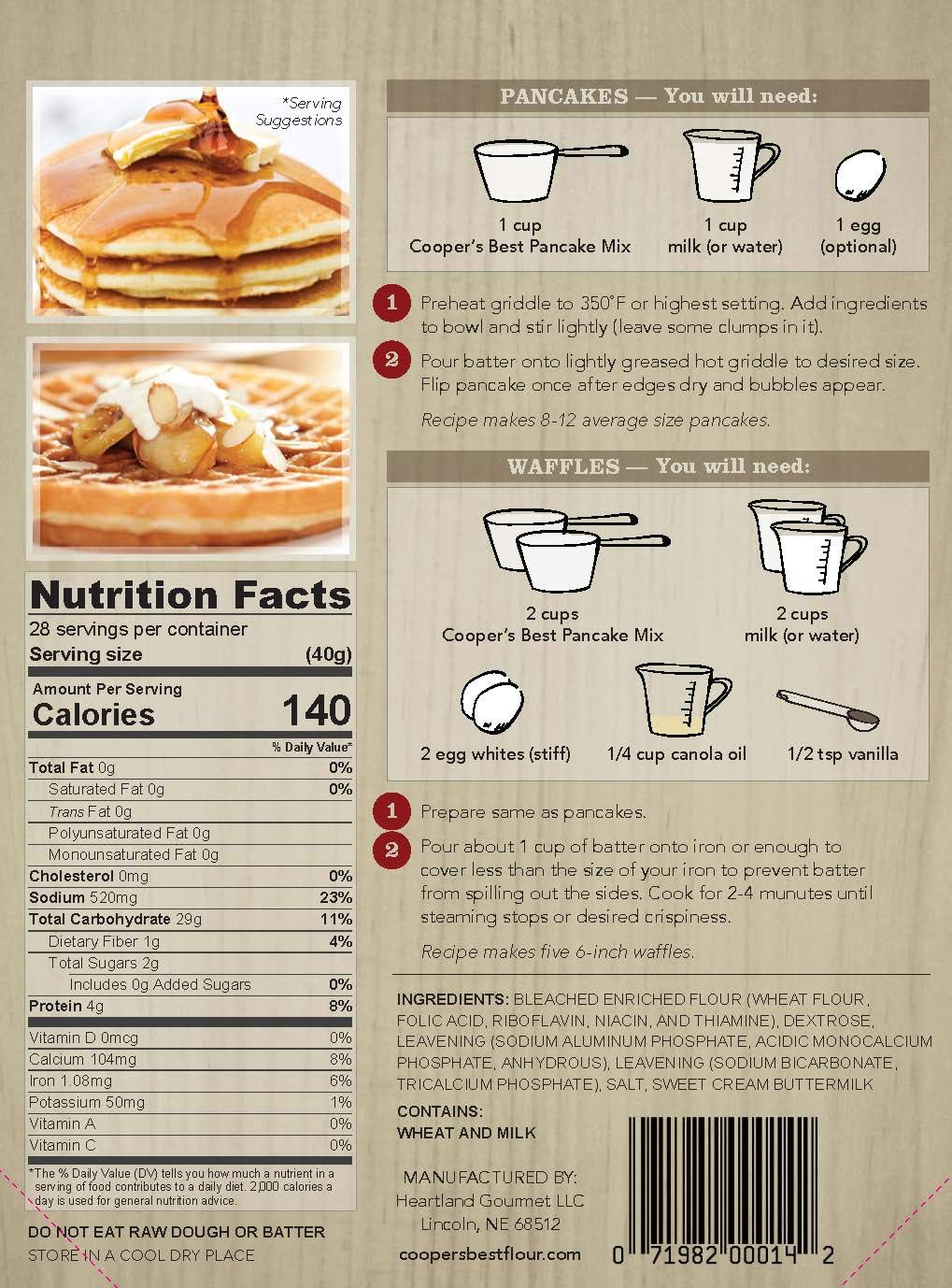 Cooper’s Best: Buttermilk Pancake and Waffle Mix (2.5 LB Bag) - Based On Original 1876 Recipe - An Old Favorite Perfect for Any Time - Premium Milled Flour - Made in the USA - 28 Servings