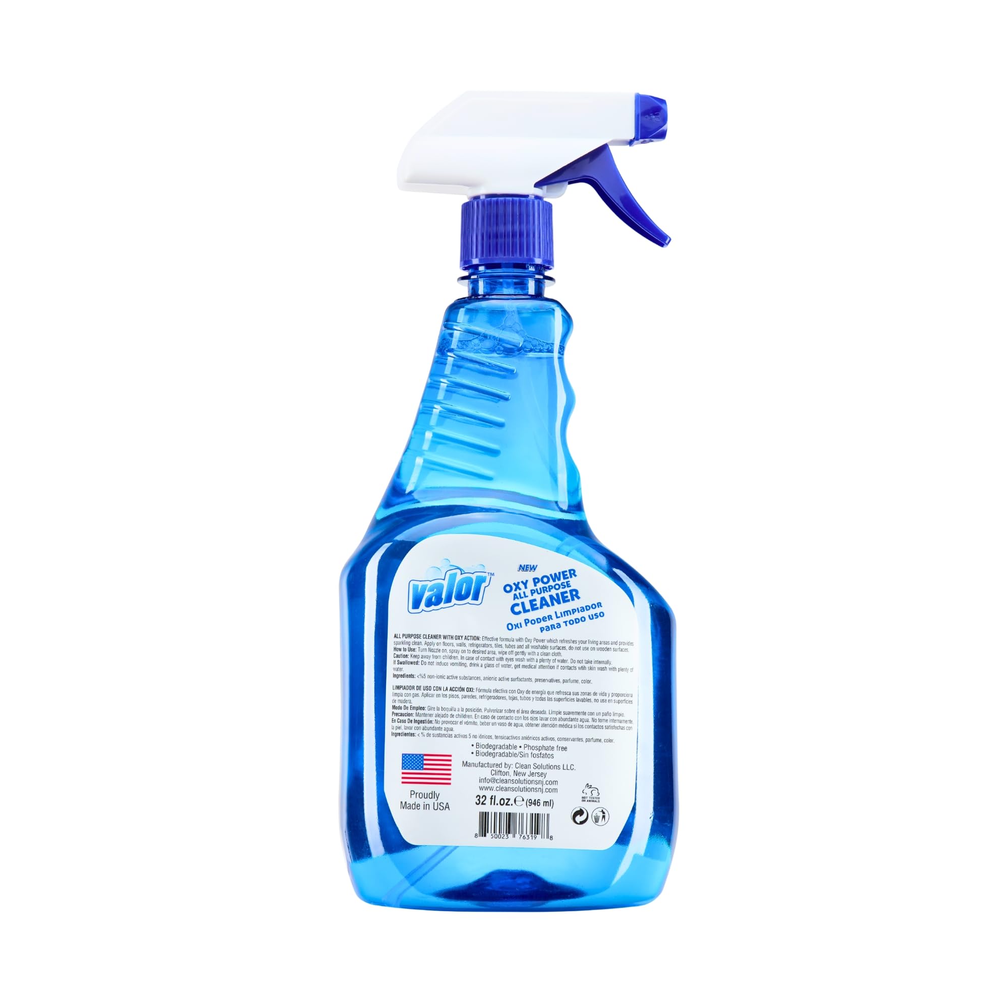 Valor Multi-Purpose Cleaner Trigger Sprayer, 32 fl oz - Oxygen-Powered Cleaning, Stain-Lifting Action, No-Rinse, Made in USA (32 Fl Oz (Pack of 1))