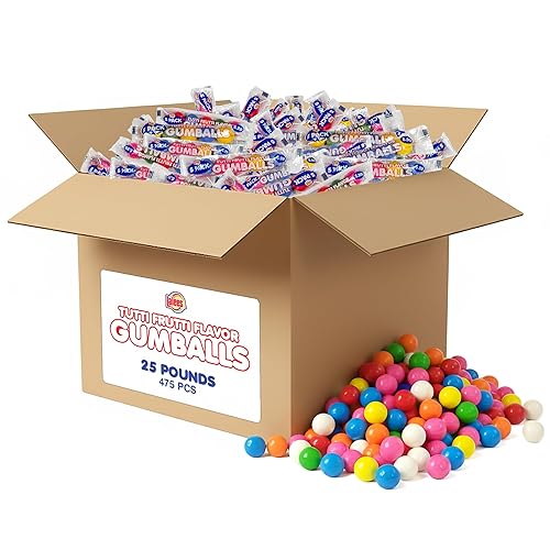 Lalees Bulk Gumball Tubes - Approx. 475 Pieces - Wholesale 25 Pounds Rainbow Gumball Tubes - Chewing Candy For Sporting Events, Carnivals, Business