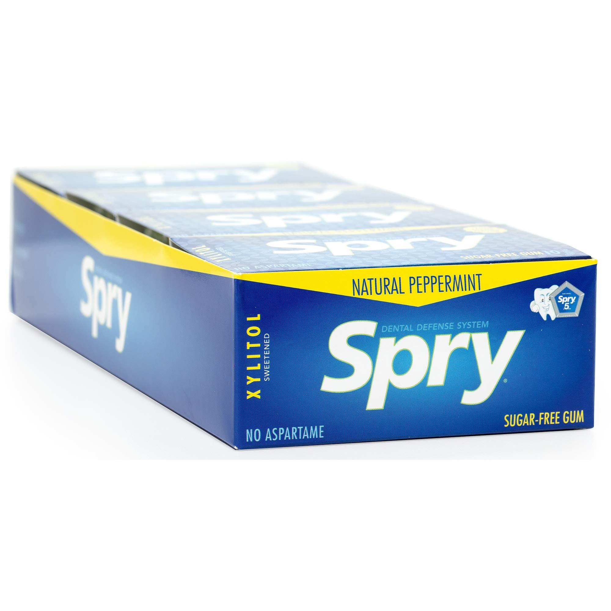 Spry Fresh Natural Xylitol Chewing Gum Dental Defense System - Aspartame-Free, Sugar-Free, Non-GMO, Gluten-Free (Peppermint, 10 Count Blister Cards