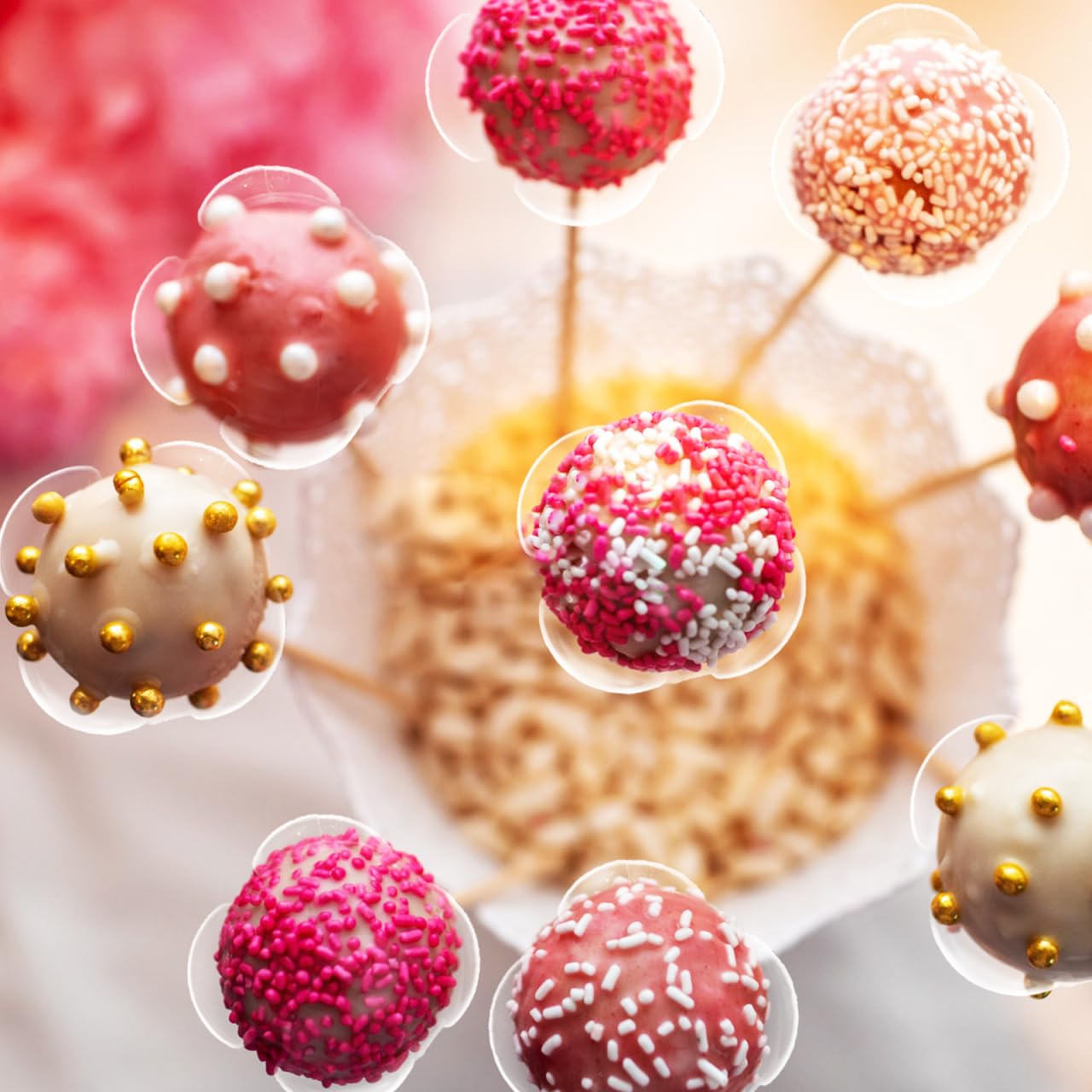 NUOBESTY 100pcs Chocolate Holder for Bouquet Candy Bouquet Fixed Base Transparent Candy Truffles Chocolate Holders Packaging Accessories Birthday
