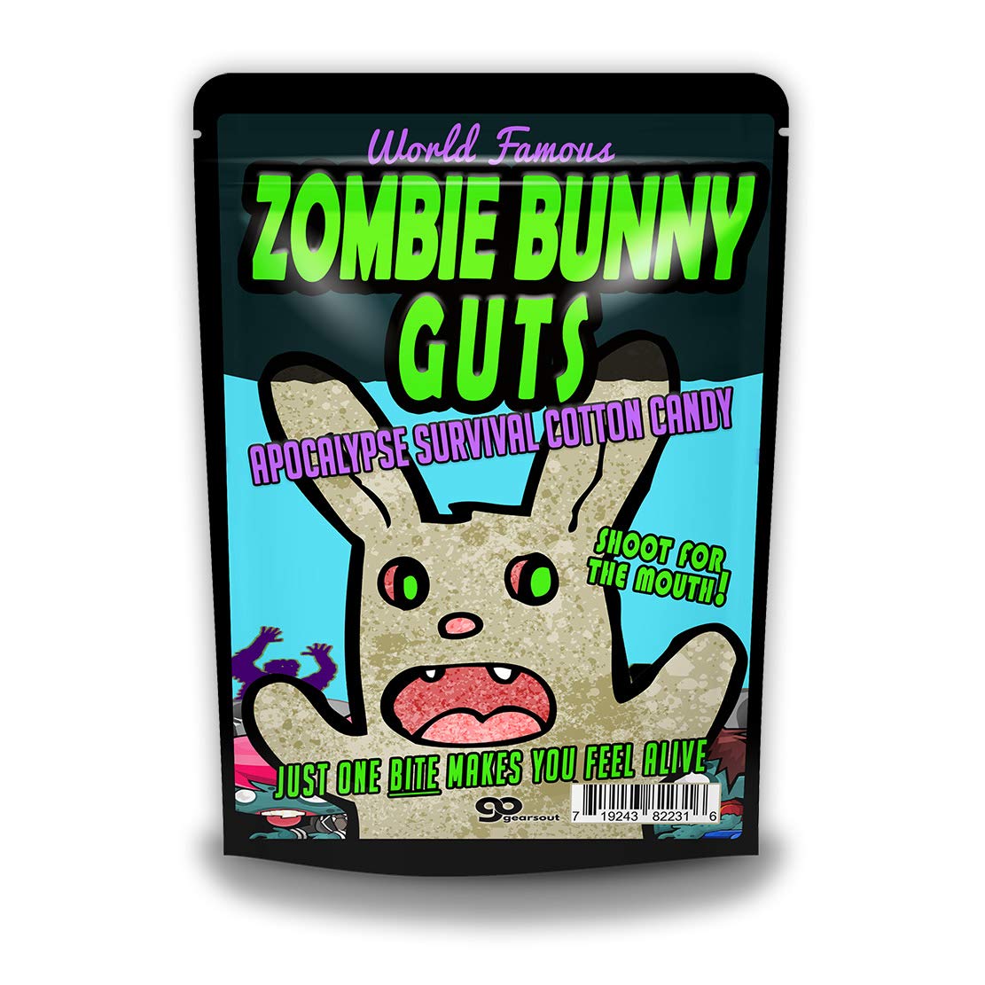 Zombie Bunny Guts Cotton Candy - Zombie rabbit apocalypse survival design - Easter candy for kids - Gluten-free, Made in America, Blue cotton candy
