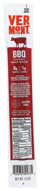 Vermont Smoke & Cure BBQ Beef Stick, 1 Ounce