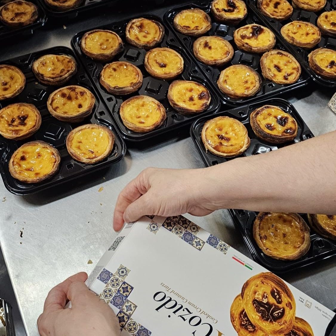 Portuguese Custard Tarts. Handmade. Pastel da Nata. Flaky Pastry with Creamy Custard Filling - Authentically Made in Portugal. Simply Heat and Eat.