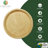 Charity Leaf Disposable Palm Leaf 14" Round Trays (10 pieces) Bamboo Like Serving Platters, Disposable Boards, Eco-Friendly Dinnerware For Weddings