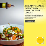 Agrumato Lemon Olive Oil, Cold Pressed Italian Extra Virgin with Fresh Citrus Peel, Small Batch Gourmet Finishing Oil for Salads Seafood Pasta
