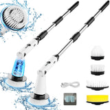 Electric Spin Scrubber, Bathroom Cleaner, Power Shower Cleaning Brush with Extendable Handle & 4 Brush Heads, Shower Scrubber for Bathtub Tile Grout