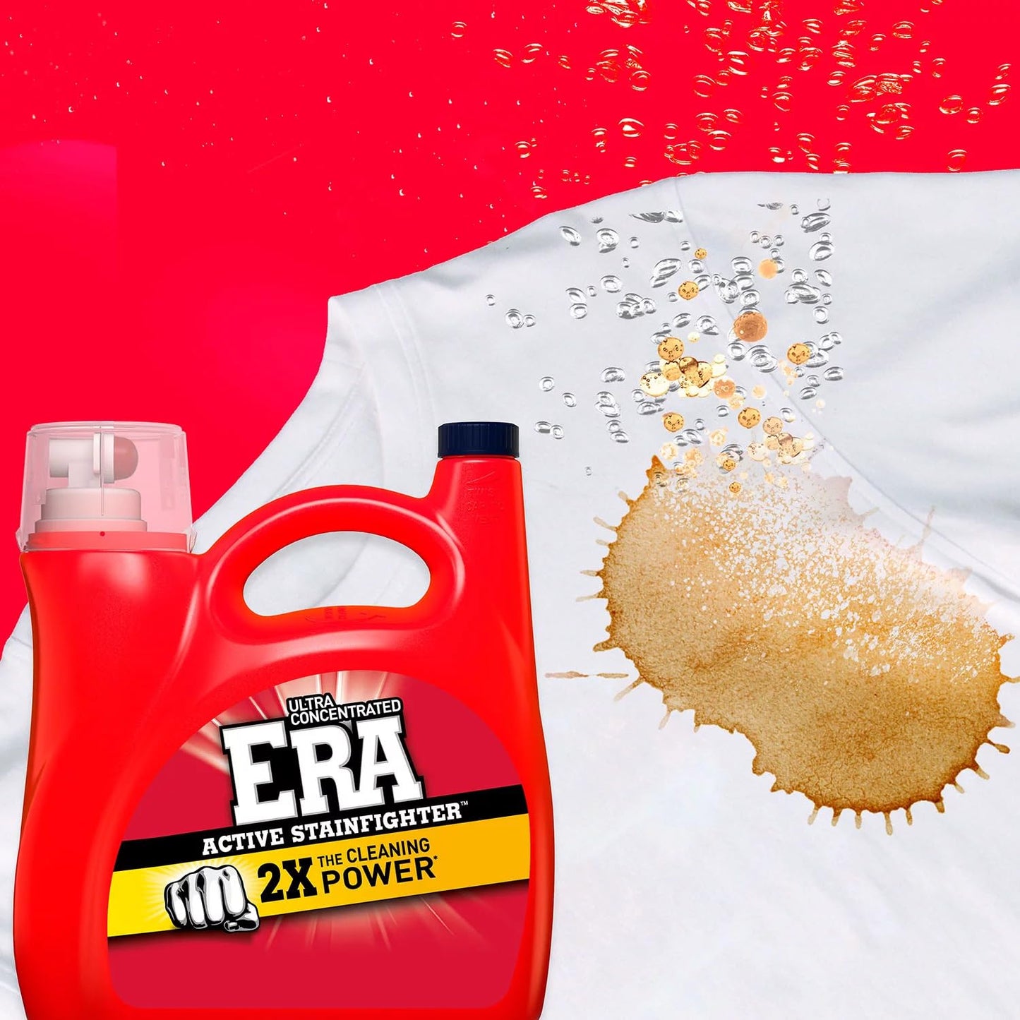 Era Oxibooster Liquid Laundry Detergent, 154 fl oz, 87 Loads Powerful Laundry Detergent for Stain Removal, Tough on Stains, Era Active Spot Fighter