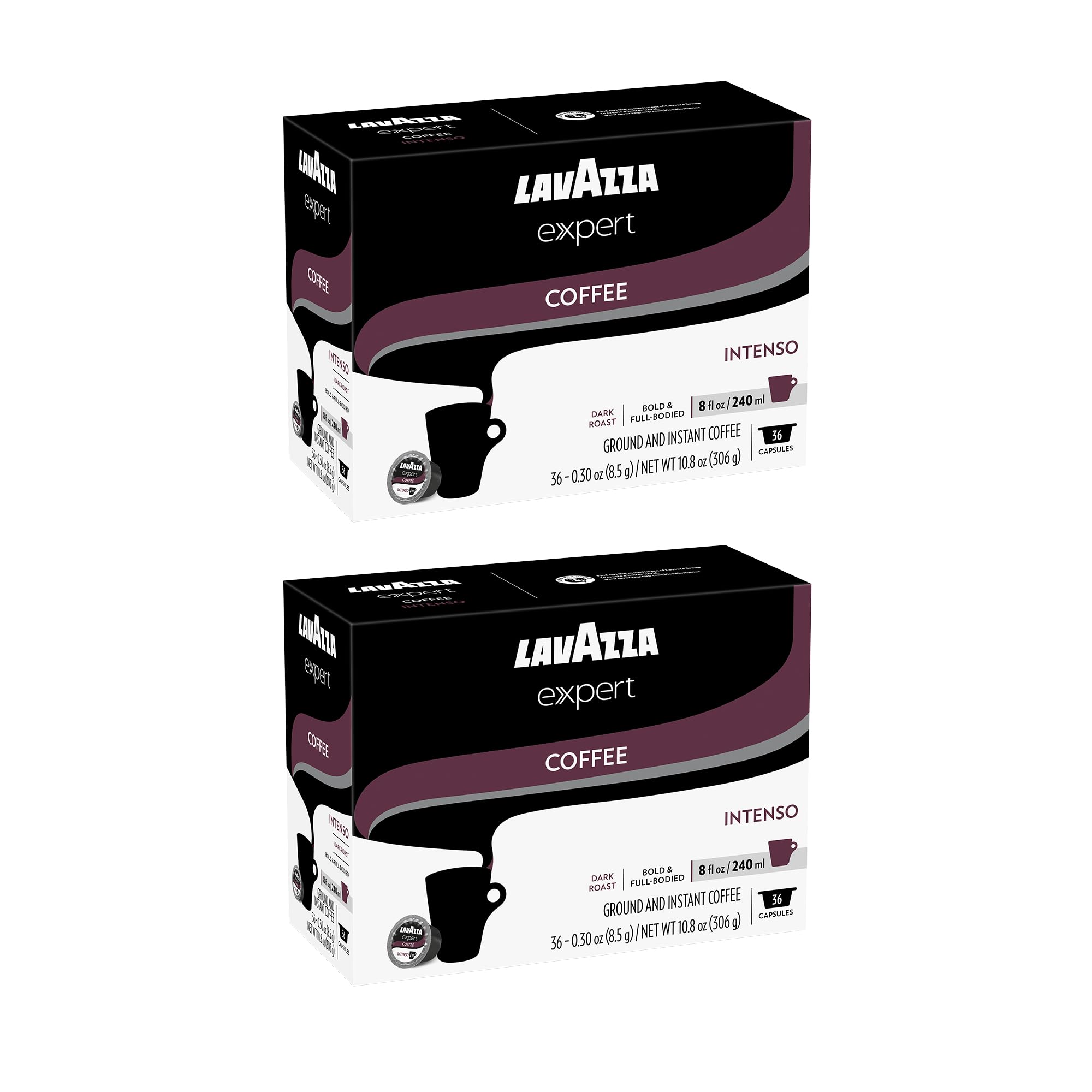 Lavazza Expert Intenso Coffee Capsules, Dark Roast, Arabica and Robusta Blend, Compatible with Lavazza Classy Plus Machine (72 Capsules)