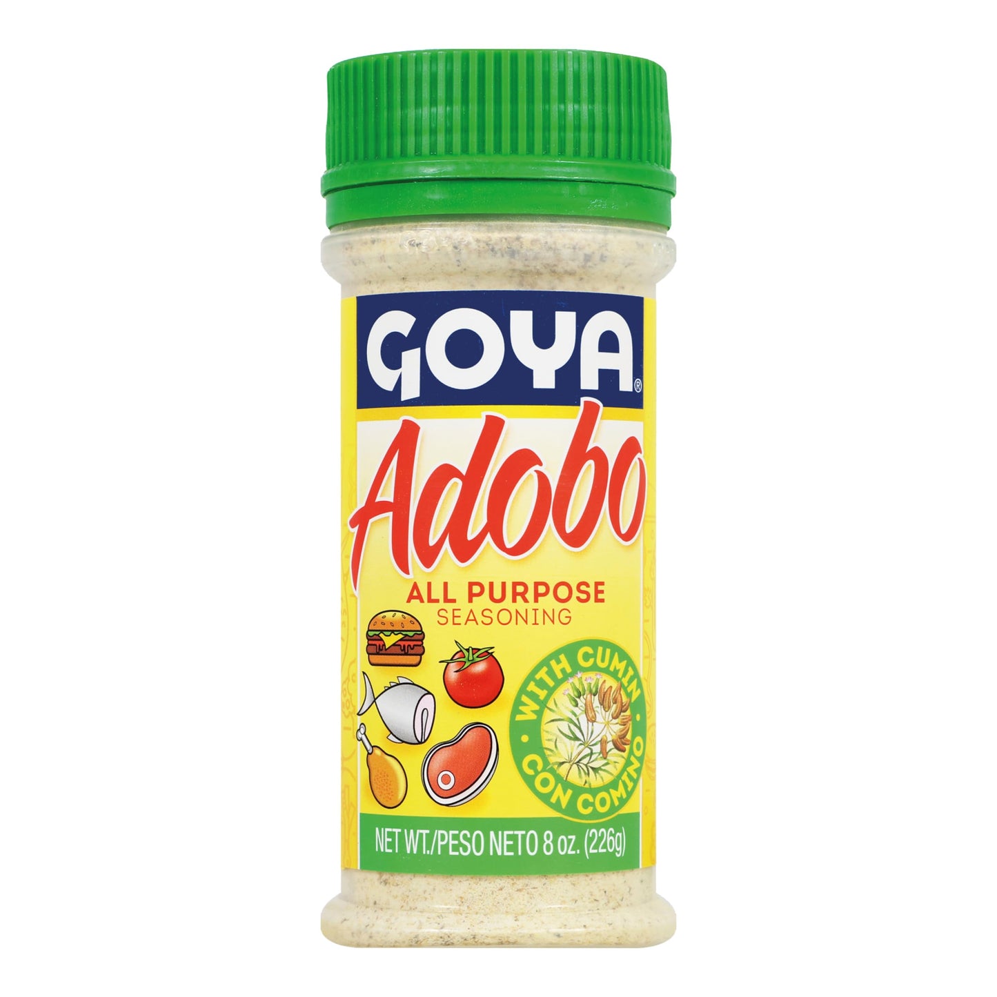 Adobo All Purpose Seasoning with Cumin by Goya, Poultry, Seafood, Meat, and Vegetable Seasoning, Latin Spice Blend, Mexican Seasoning, 8oz. Bottle