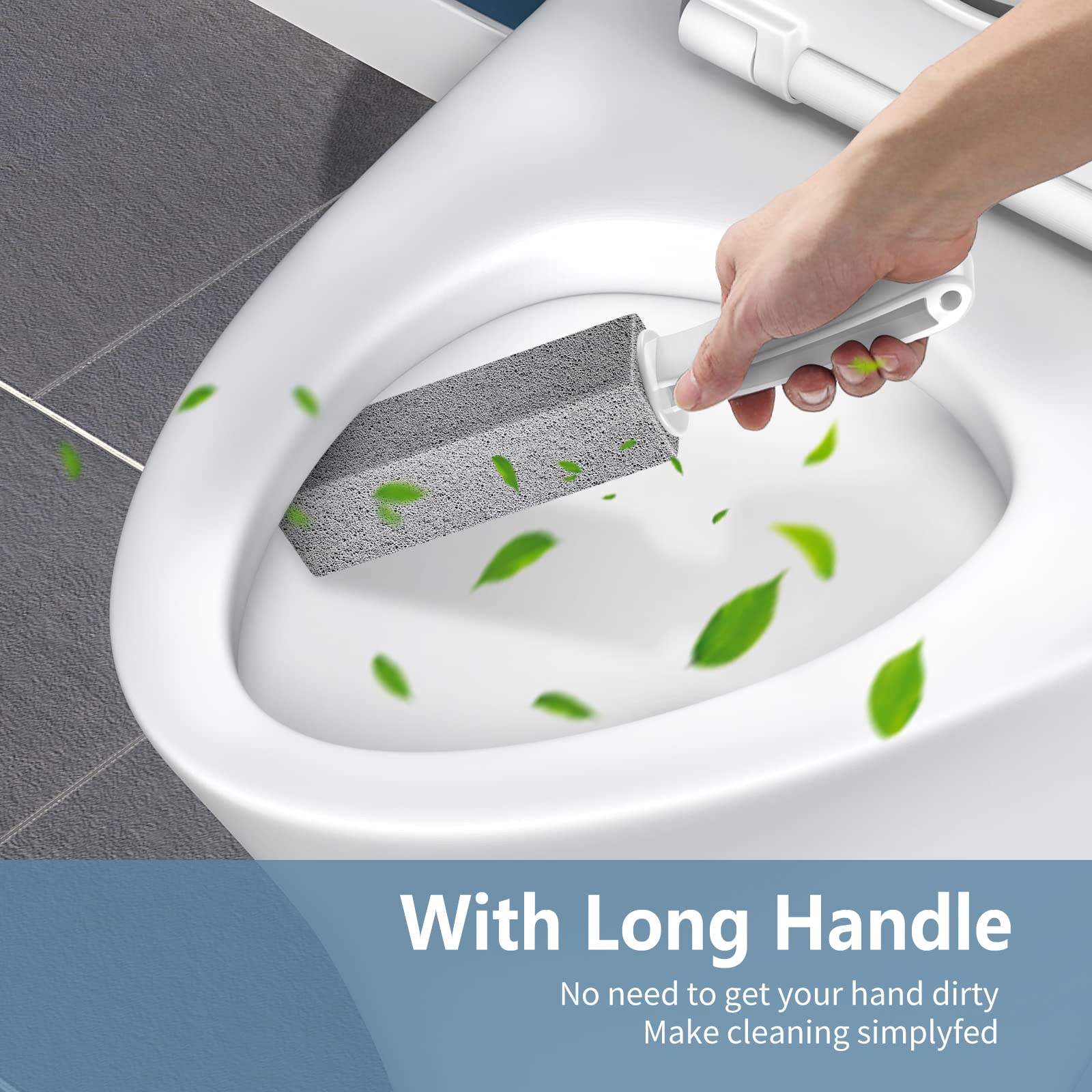 Laiyeoy Toilet Bowl Cleaner Pumice Stone -Hard Water Stain Remover with Ergonomic Handle, Powerfully Removes Toilet Bowl Rings?Rust &Lime?Ideal