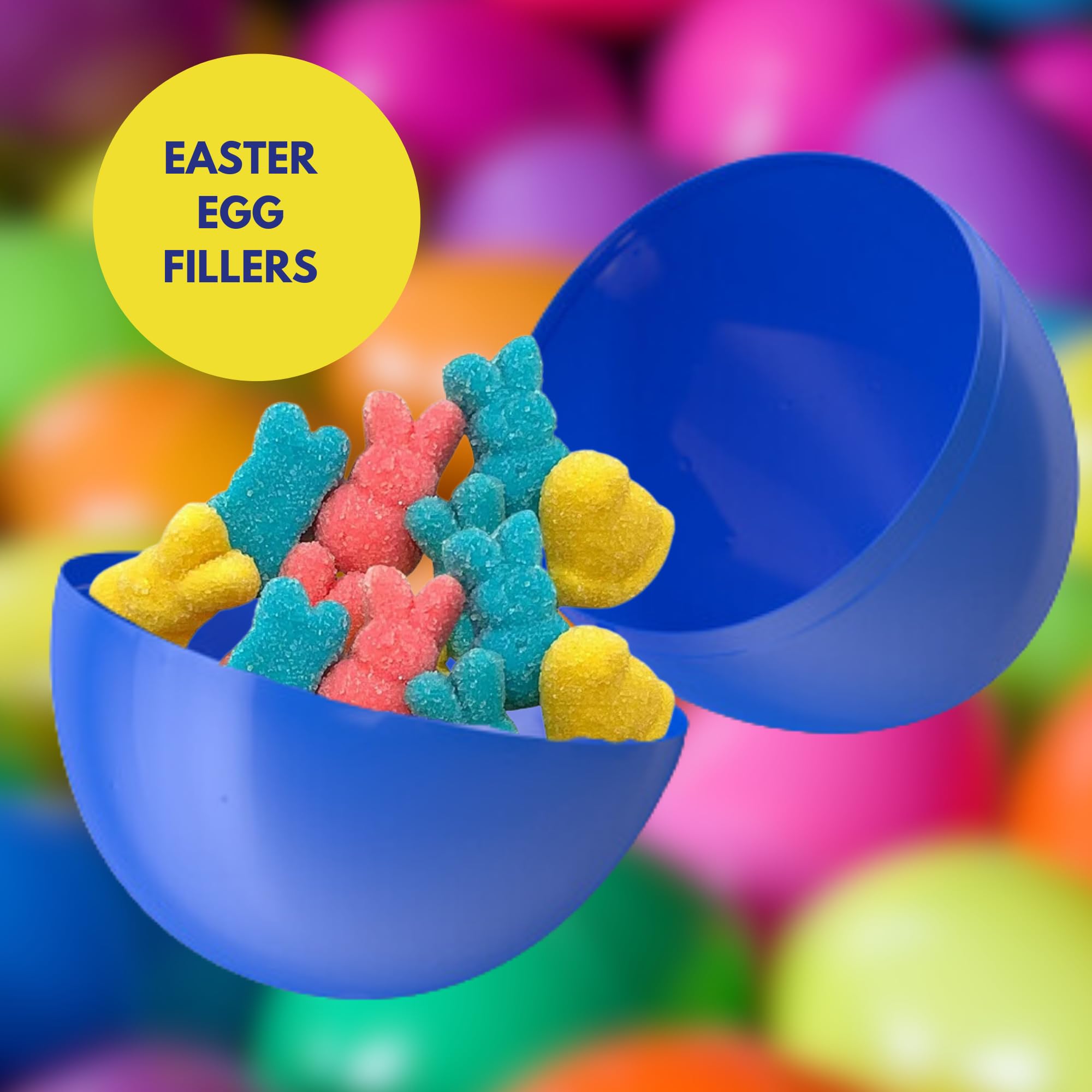 Easter Peeps Gummies, Marshmallow Flavored Bunnies and Chicks, Egg and Basket Stuffers Candy, (Pack of 3)