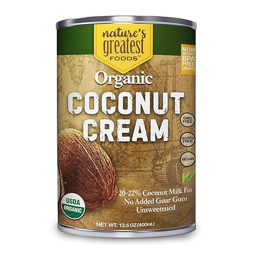 Organic Coconut Cream - NO GUAR GUM, Unsweetened, 20-22% Fat, 13.5 oz (12-Pack) | Nature’s Greatest Foods