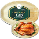 Planet Pantry Disposable Oval Tray 15" x 10" Wooden Bamboo-Like Serving Tray Paper and Plastic Alternative Eco-Friendly for Food, Party, Buffet (10