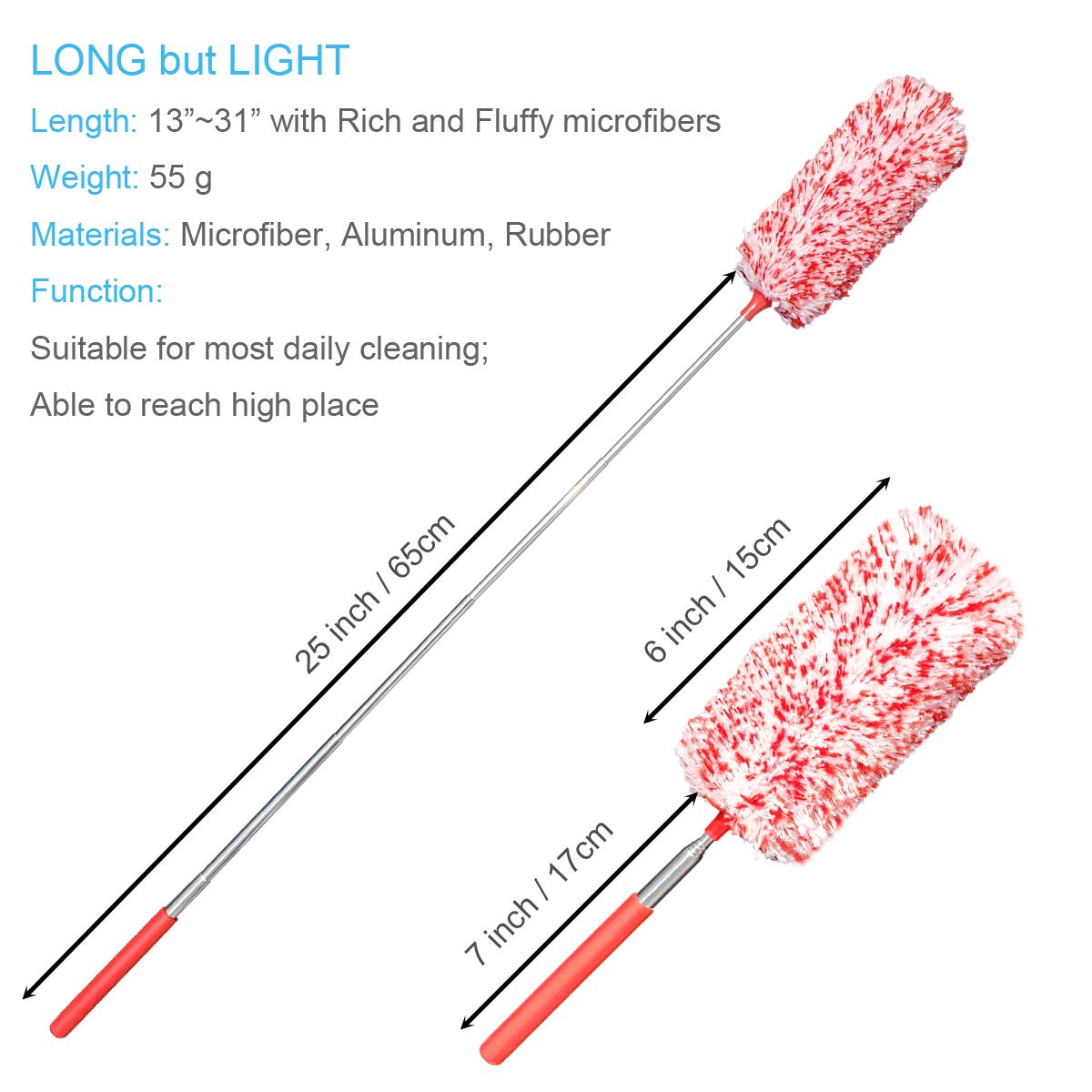 Tonmp 4 Pcs, [Microfiber] Hand [Duster] [Washable] Microfibre Cleaning Tool Extendable [Duster]s for Cleaning Office, Car, Computer, Air Condition