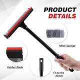 Professional 8.1" 2 in 1 Window Squeegee with 16" Long Handle,Car Squeegee for Gas Station,Home,Car?Glass,Shower,Outdoor High Window Cleaning