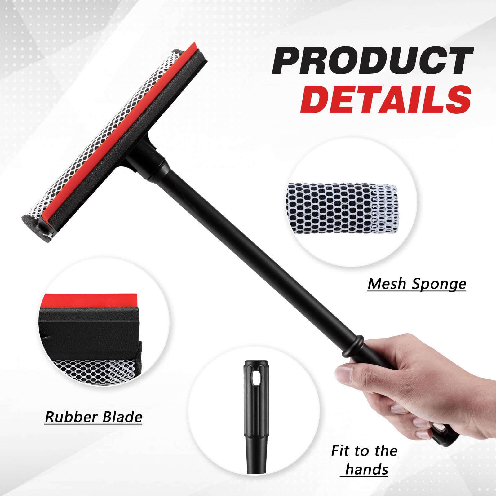 Professional 8.1" 2 in 1 Window Squeegee with 16" Long Handle,Car Squeegee for Gas Station,Home,Car?Glass,Shower,Outdoor High Window Cleaning