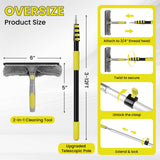Window Squeegee with Extension Pole, 20FT Reach Squeegee for Window Cleaning, 2-in-1 Windows Washer, 180°Rotated Windows Cleaner Squeegees, Washable
