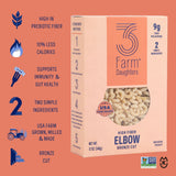 Three Farm Daughters High Fiber Elbow Macaroni Pasta Pack, Low GI, Non GMO Elbow Pasta Noodles, Low Net Carb, Made in the USA, 12 oz. (1 Pack)
