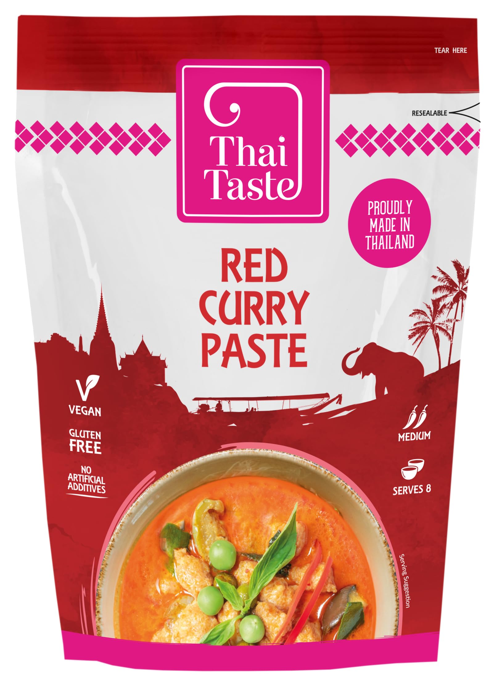 THAI TASTE Red Curry Paste Pouch, 200 GR