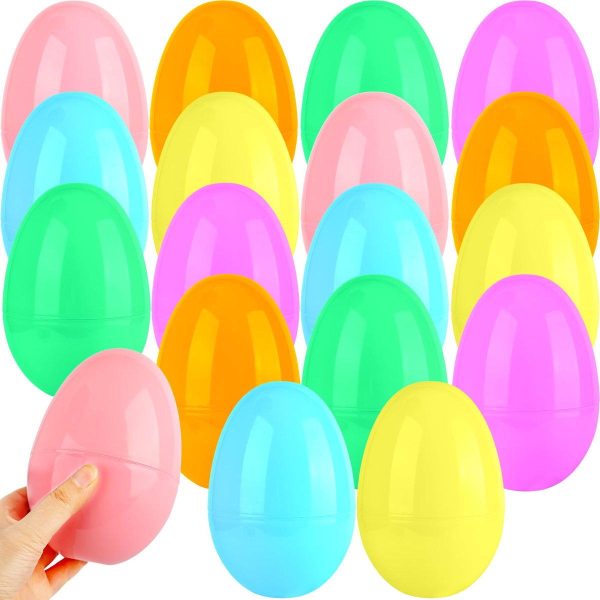 Barblog 18 Pcs 5 Inch/ 6 Inch Plastic Easter Eggs Fillable Assorted Macarons Eggs Large Empty Egg for Easter Filling Treats, Gift Baskets (Macarons? 6