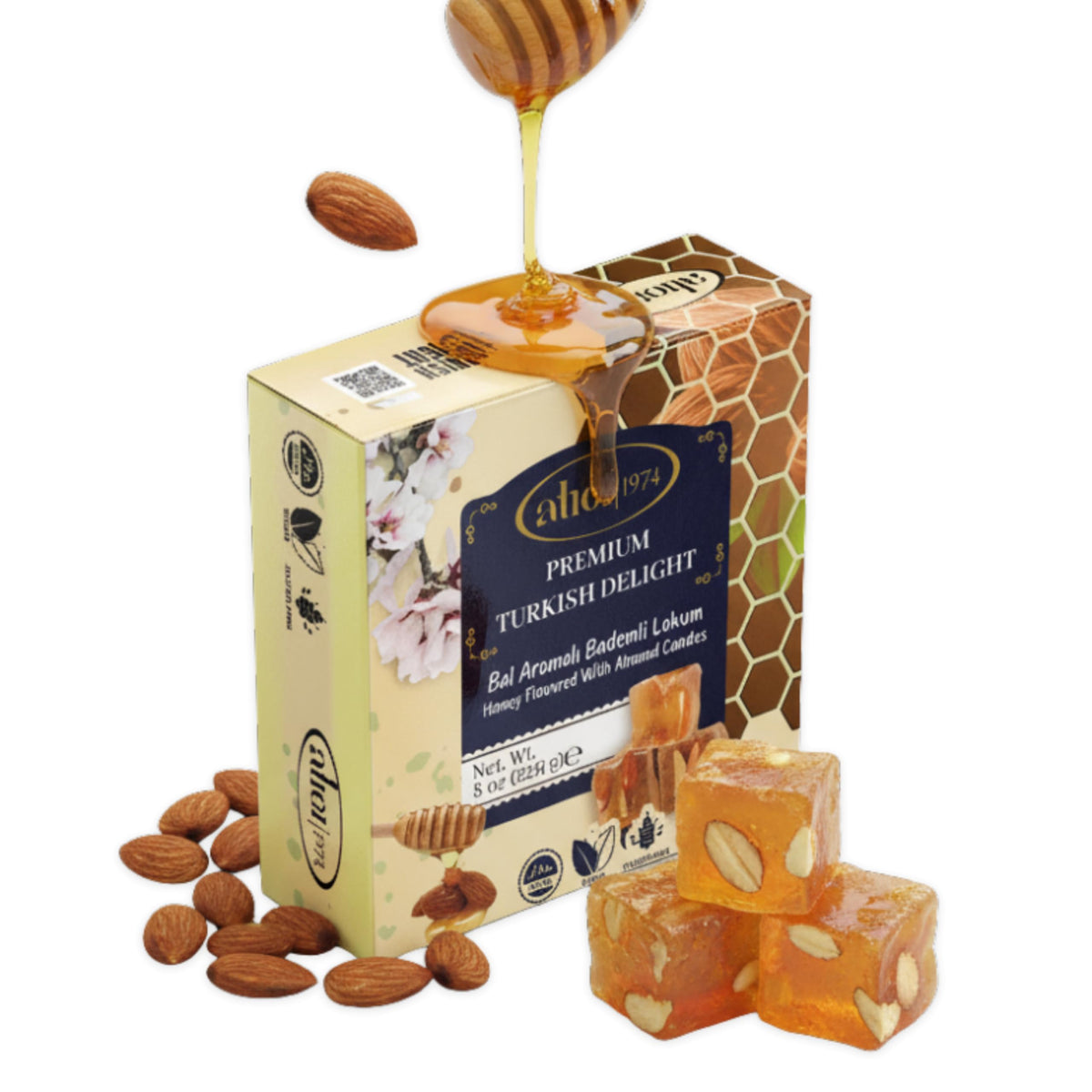 Atici Lokum Authentic Turkish Delight 8oz - Gourmet Vegan Sweets, Gluten-Free, Halal Soft Chewy Candy Gift Box | Traditional Premium Lokum Loukoumi