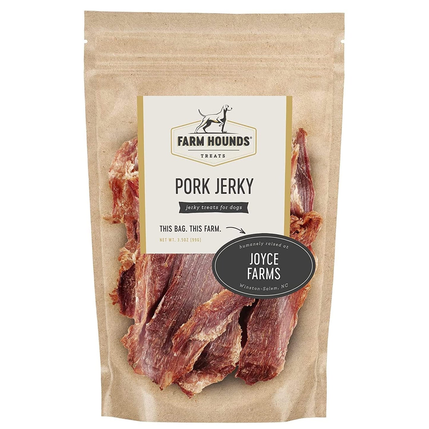 Farm Hounds - Pork Jerky - Premium Natural Jerky for Dogs - 100% Humanely Raised Pork - Break-to-Size - Great for Training & Treats - No Added Fillers