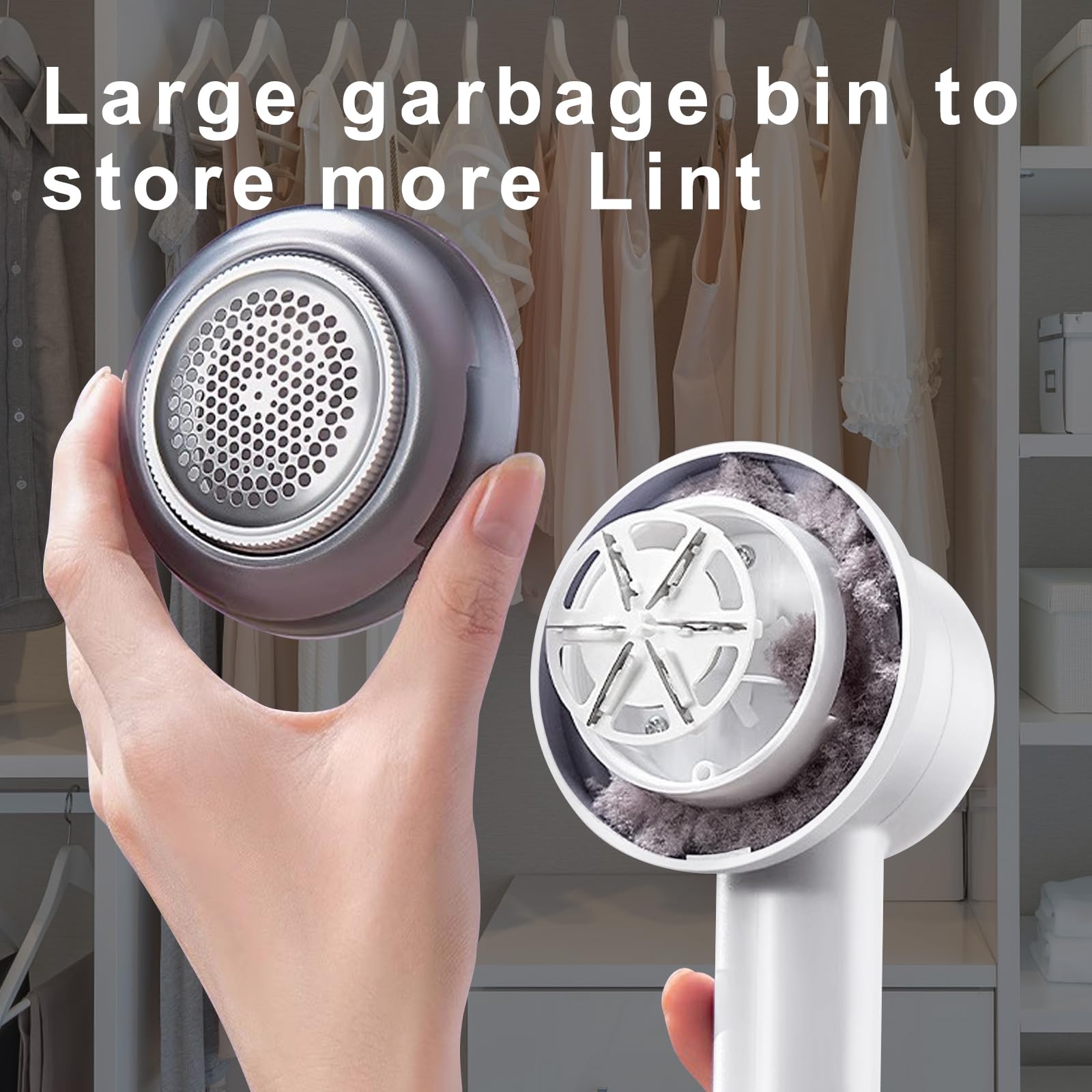 Lint Remover, Fabric Shaver Electric Bobble Remover for Clothes, USB Charging Fluff Remover Sweater Shaver with 2 Replacement Heads for Clothes Fabric