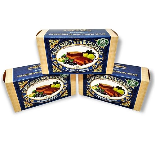 Belevini Tasty and Healthy Belyov Pastila with Blackcurrant, Handmade, Made from Baked Apples, No Sugar Added, Gluten-free, Pack of 3