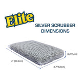 Elite Silver Scrubber Sponge, 6 Pack, Non Scratch, Sponges for Kitchen and Household Use, Made in USA (Regular)