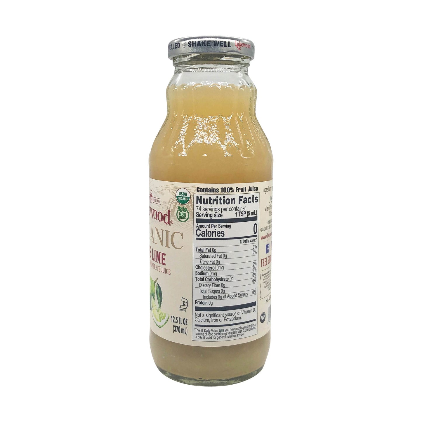 LAKEWOOD Organic 100% Pure Lime Juice, 12.5 FZ