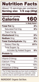 Bob's Red Mill Organic Oat Bran Hot Cereal 18 Ounce (Pack of 2)