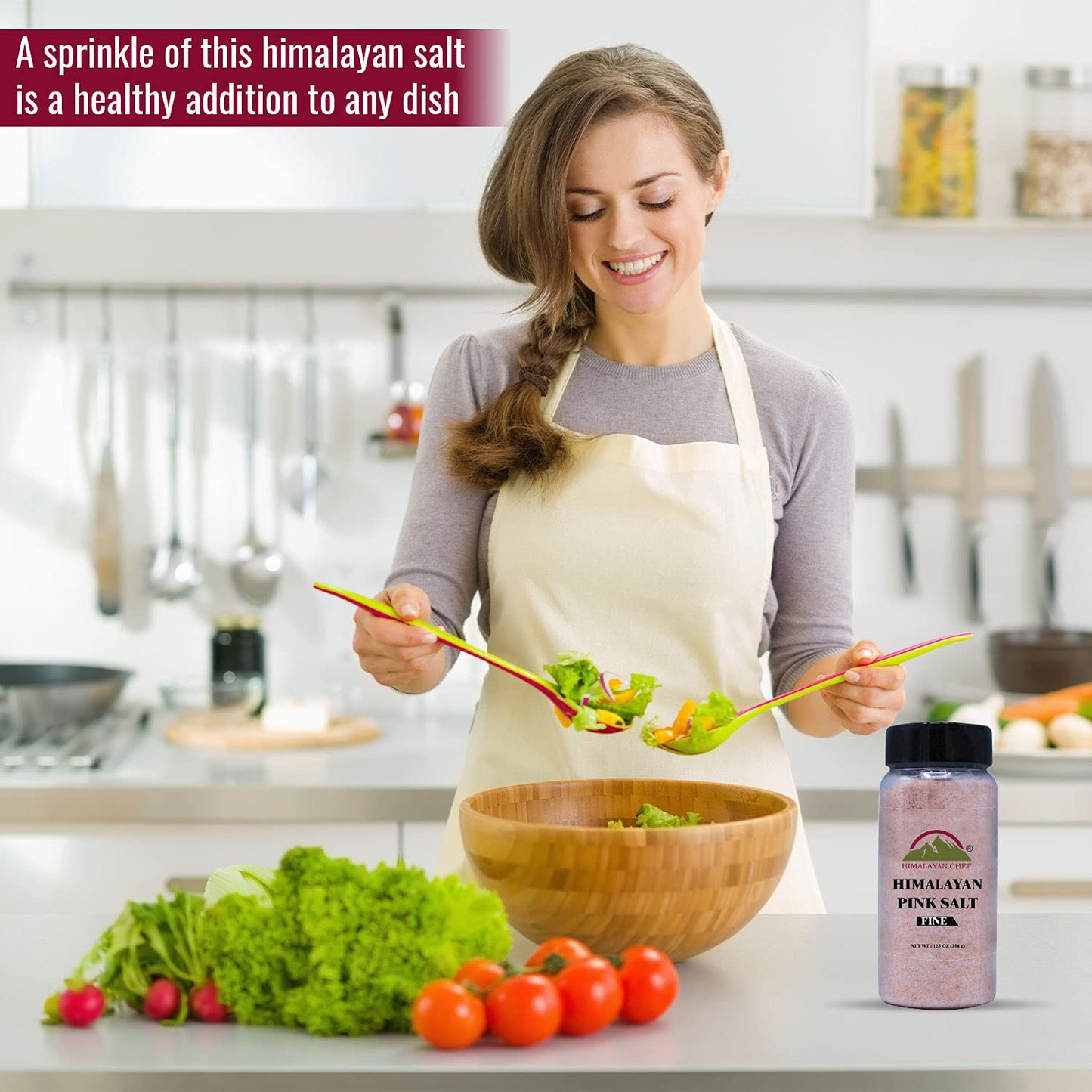 Himalayan Chef Pink Salt Fine Shaker, 12.50 oz/Each, 100% Natural Gourmet Pink salt, Enrich with 84 Minerals | Perfect for cooking & Seasoning, Pack