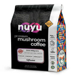 Nuyu Medium Roast Premium Mushroom Coffee, 12 oz, Specialty Ground 100% Arabica, 2000mg Functional Mushrooms, Lion's Mane, Reishi, Chaga, Cordyceps