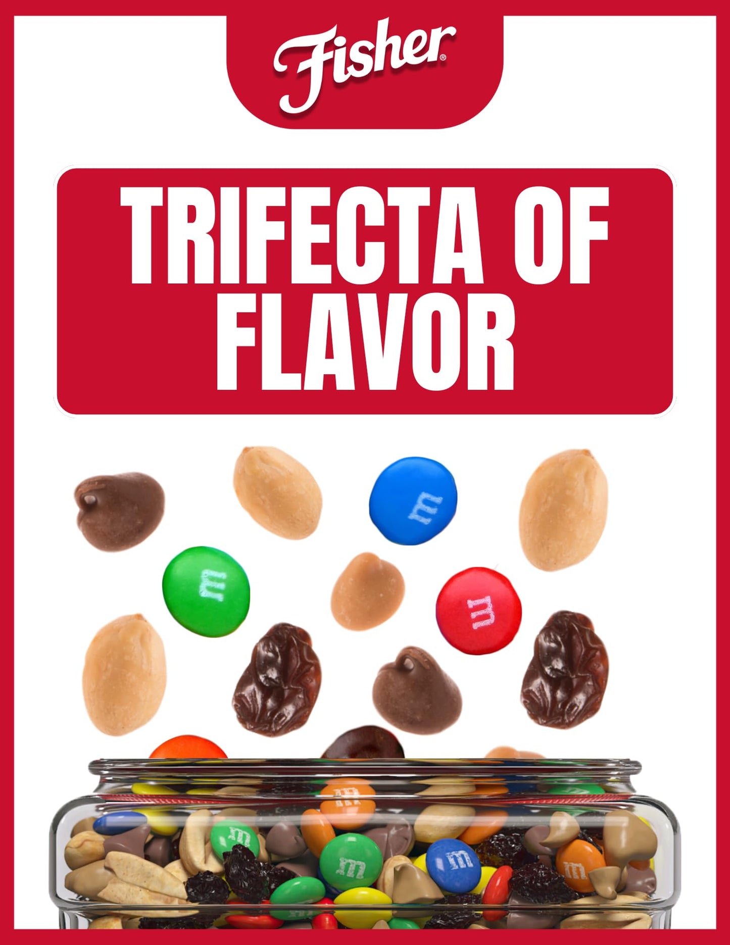 Fisher Snack Indulgent Bulk Trail Mix, 38 oz (Pack of 1), Peanuts, Milk Chocolate Candies, Raisins, Milk Chocolate and Peanut Butter Chips, Snacks