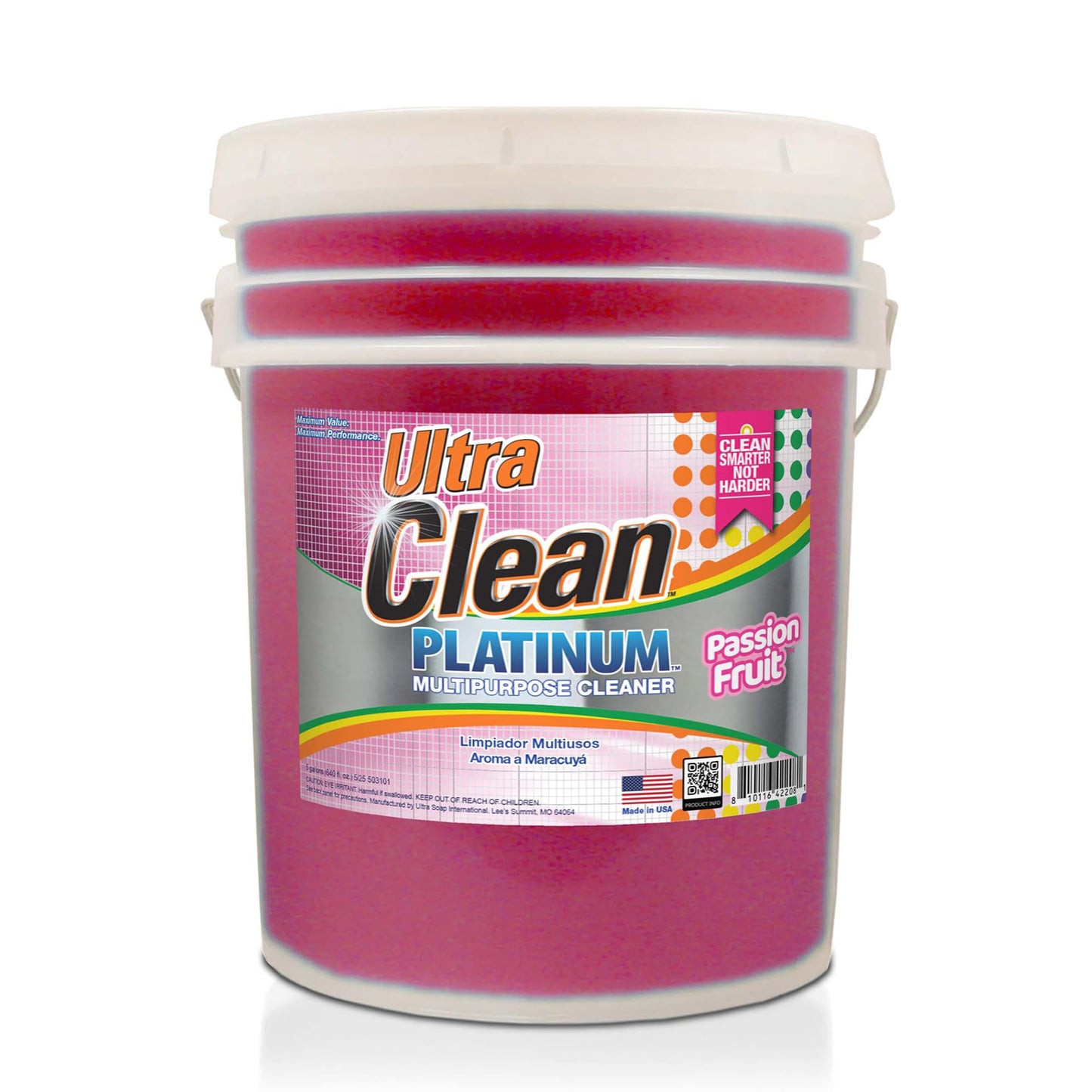 Ultra Clean Platinum Multipurpose Cleaner, Non-Abrasive and Bleach-Free, for Kitchen Counters, Bathroom Floors and Garage Spaces, Passion Fruit, 5 Gal