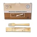 Holy City Straw Co. Paper Wrapped Bamboo Forks | 125ct. | 6.7in | Biodegradable Utensils | Compostable & Plastic-Free | Great for Foodservice