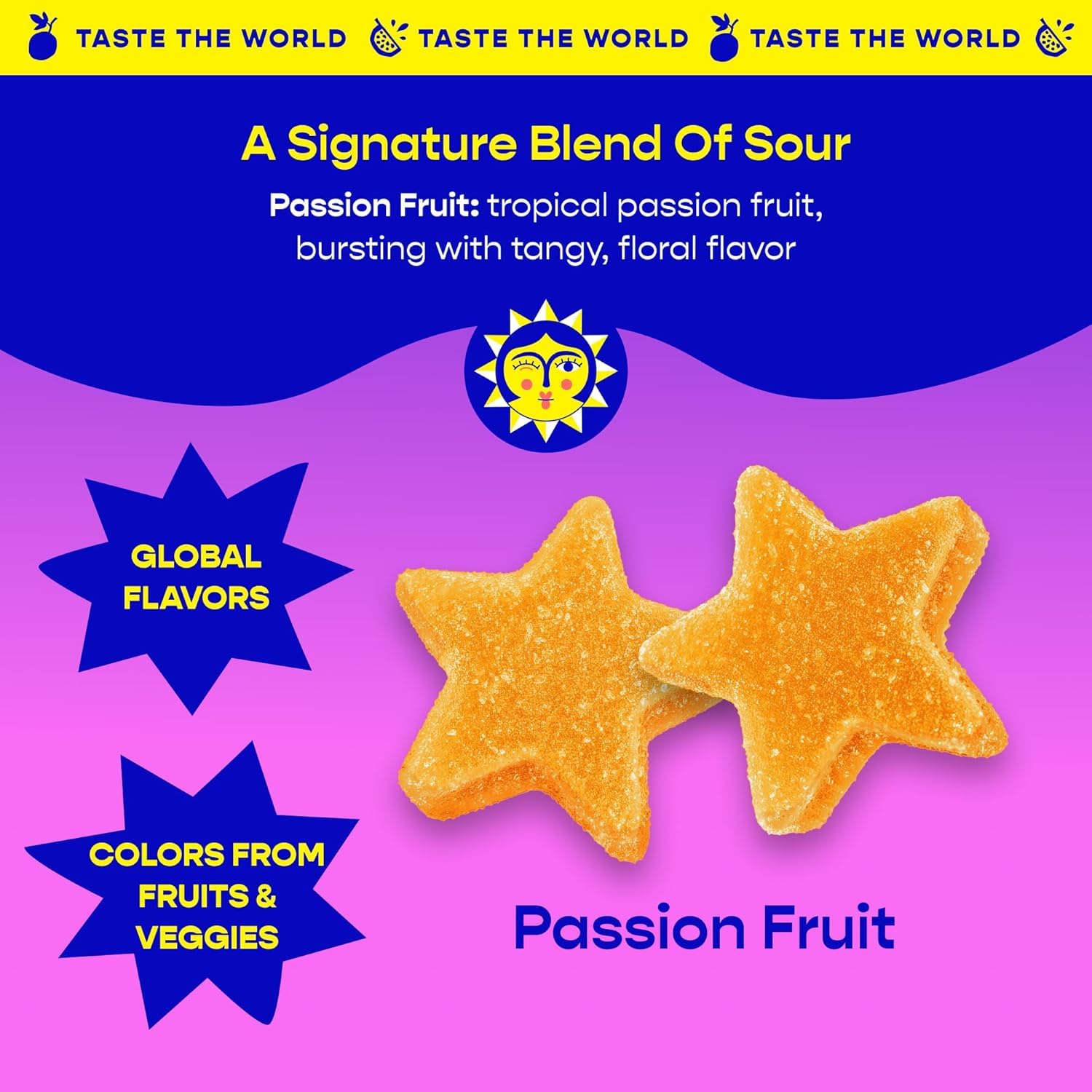 Better Sour Variety Pack, Guava Calamansi, Pomegranate Apricot, and Passion Fruit Sour Gummy Stars, Bold Fruit Flavor, mouthwatering Sour Candy, Vegan