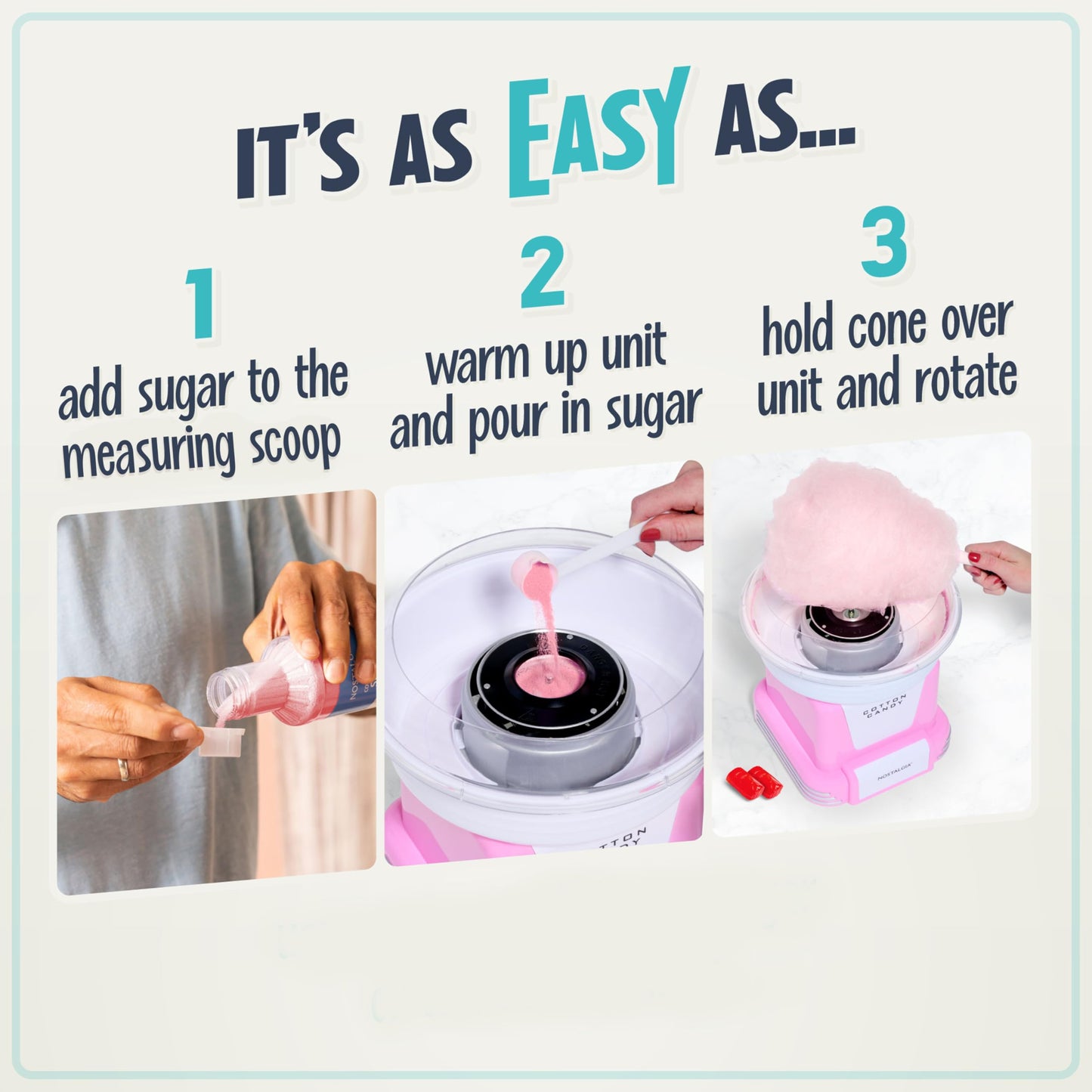 Nostalgia Cotton Candy Flossing Sugar (3-Pack), Grape, Pink Bubble Gum, Orange - Three 16-oz Bottles of Cotton Candy Sugar Mix - 96 Small to Medium
