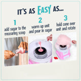 Nostalgia Cotton Candy Flossing Sugar (3-Pack), Grape, Pink Bubble Gum, Orange - Three 16-oz Bottles of Cotton Candy Sugar Mix - 96 Small to Medium