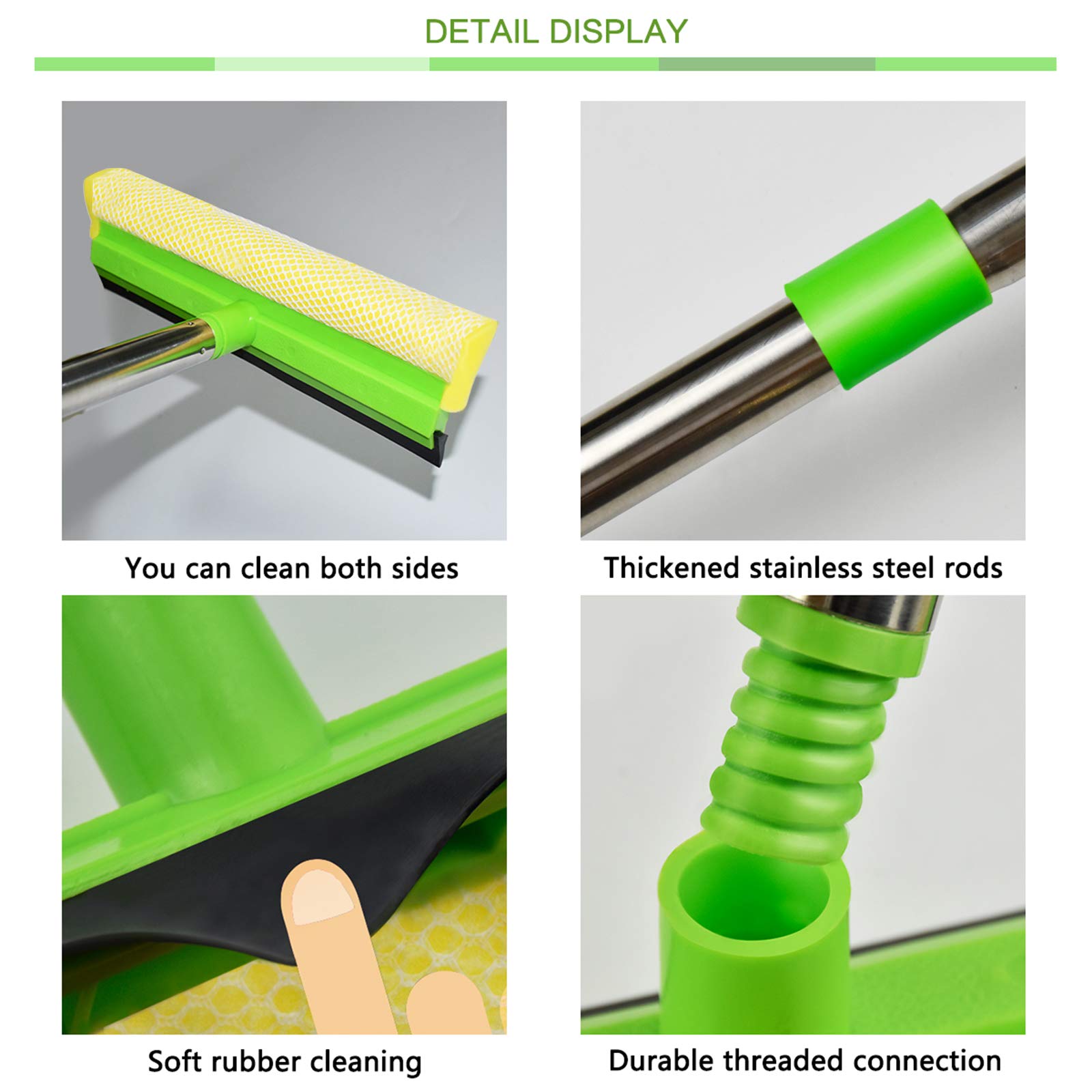 ITTAHO Window Squeegee, Squeegee for Window Cleaning, 2 in 1 Squeegee Window Cleaner with 58'' Long Handle,Window Washing Kit with Extension Pole