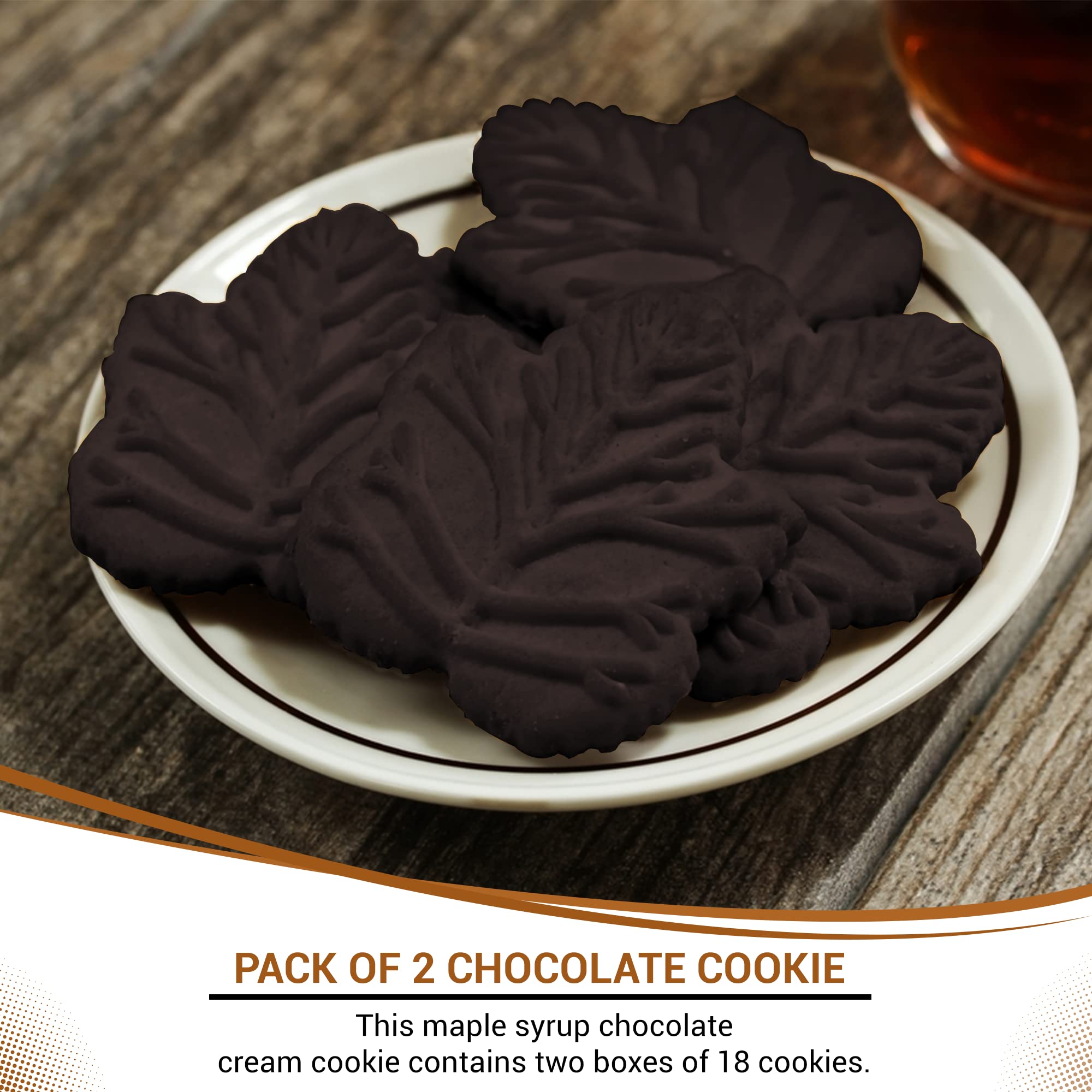 Turkey Hill Sugarbush 100% Pure Canadian Premium Maple Syrup Chocolate Cream Filled Cookies- All-Natural Maple Leaf Shape Delicious Cookies(2 Pack