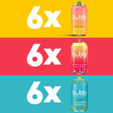 bubly, 3 Flavor Variety Pack (Bellini Bliss, Strawberry Sunset, Coconut Pineapple), Zero Sugar & Zero Calories, 12 Fl Oz Cans (Pack of 18)