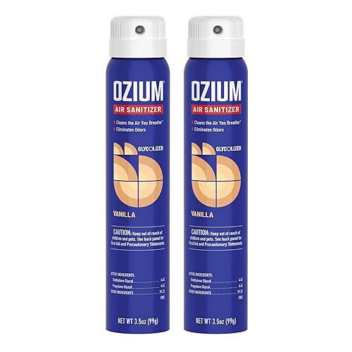 Ozium 3.5 Oz. Air Sanitizer & Odor Eliminator for Homes, Cars, Offices and More, Vanilla Scent, 2 Pack