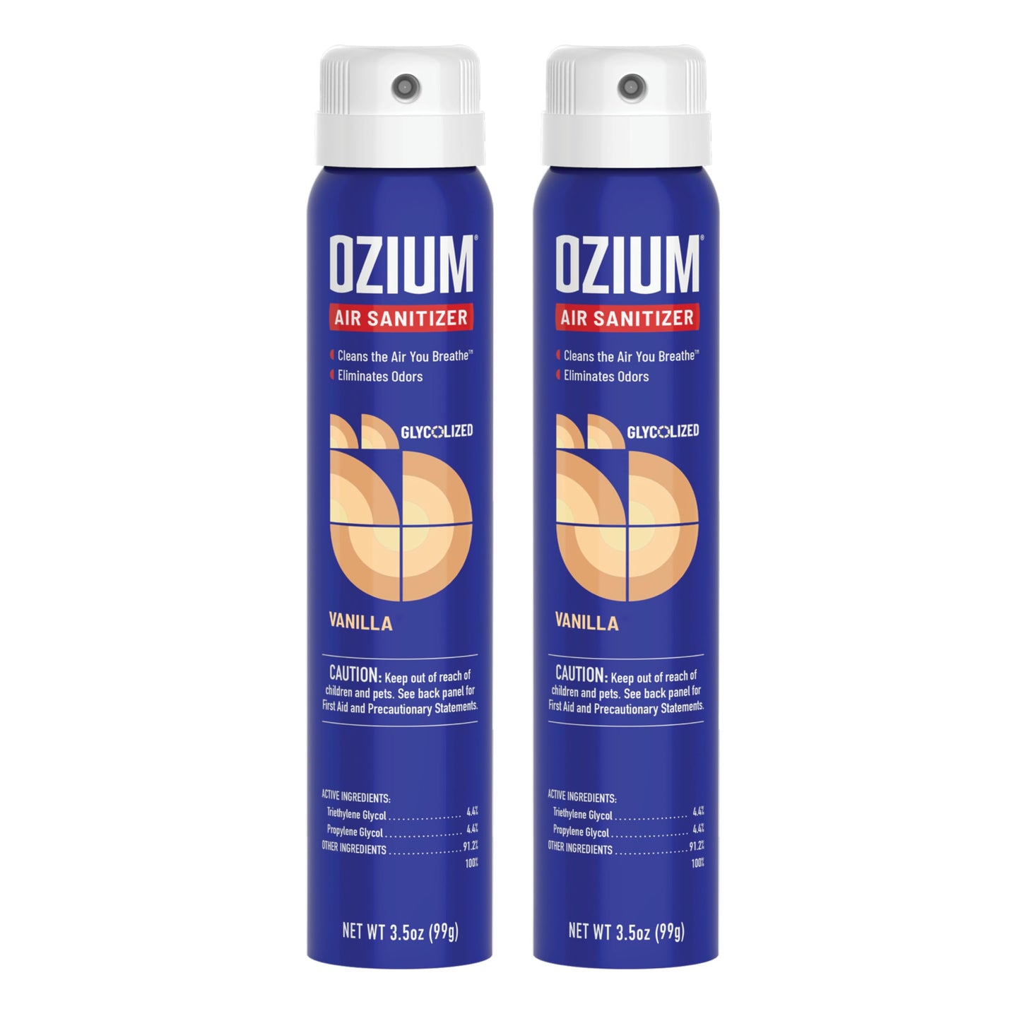 Ozium 3.5 Oz. Air Sanitizer & Odor Eliminator for Homes, Cars, Offices and More, Vanilla Scent, 2 Pack