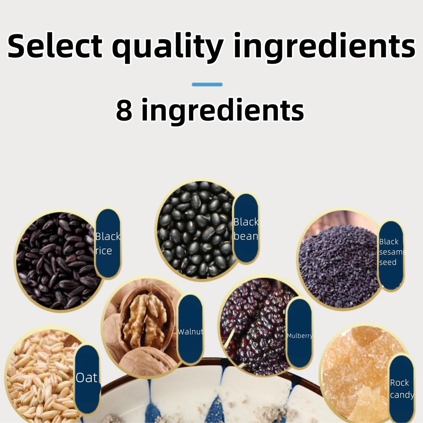Black Sesame Walnut Black Bean Powder?Grain Congee?Chinese Yam Black Sesame Soup?Instant Soup?Breakfast Congee?17.6 Oz (500g) (17.6oz, Sugar)